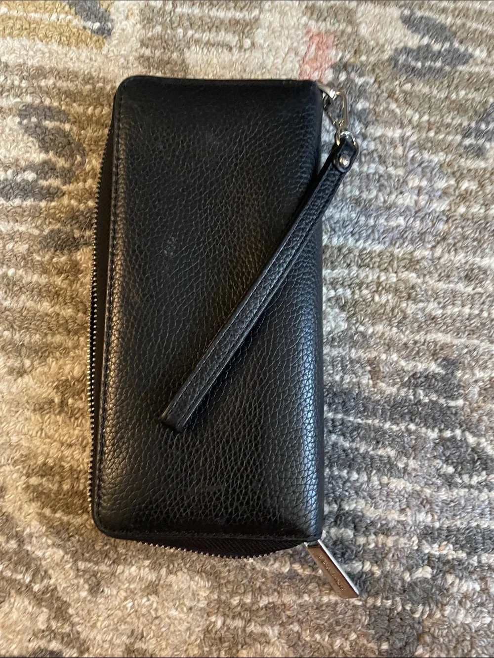 Michael Kors Black Pebbled Leather Wristlet Wallet with Removable Strap
